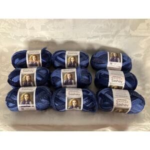 Red Heart Boutique Sashay Yarn Lot 9 Skeins Rumba #1934 Ribbon Ruffle Scarf Yarn